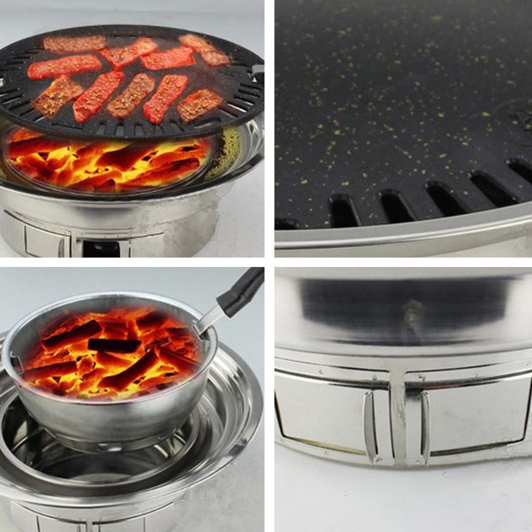 NNEAGS BBQ Grill Stainless Steel Portable Smokeless Charcoal Grill Home Outdoor Camping-4