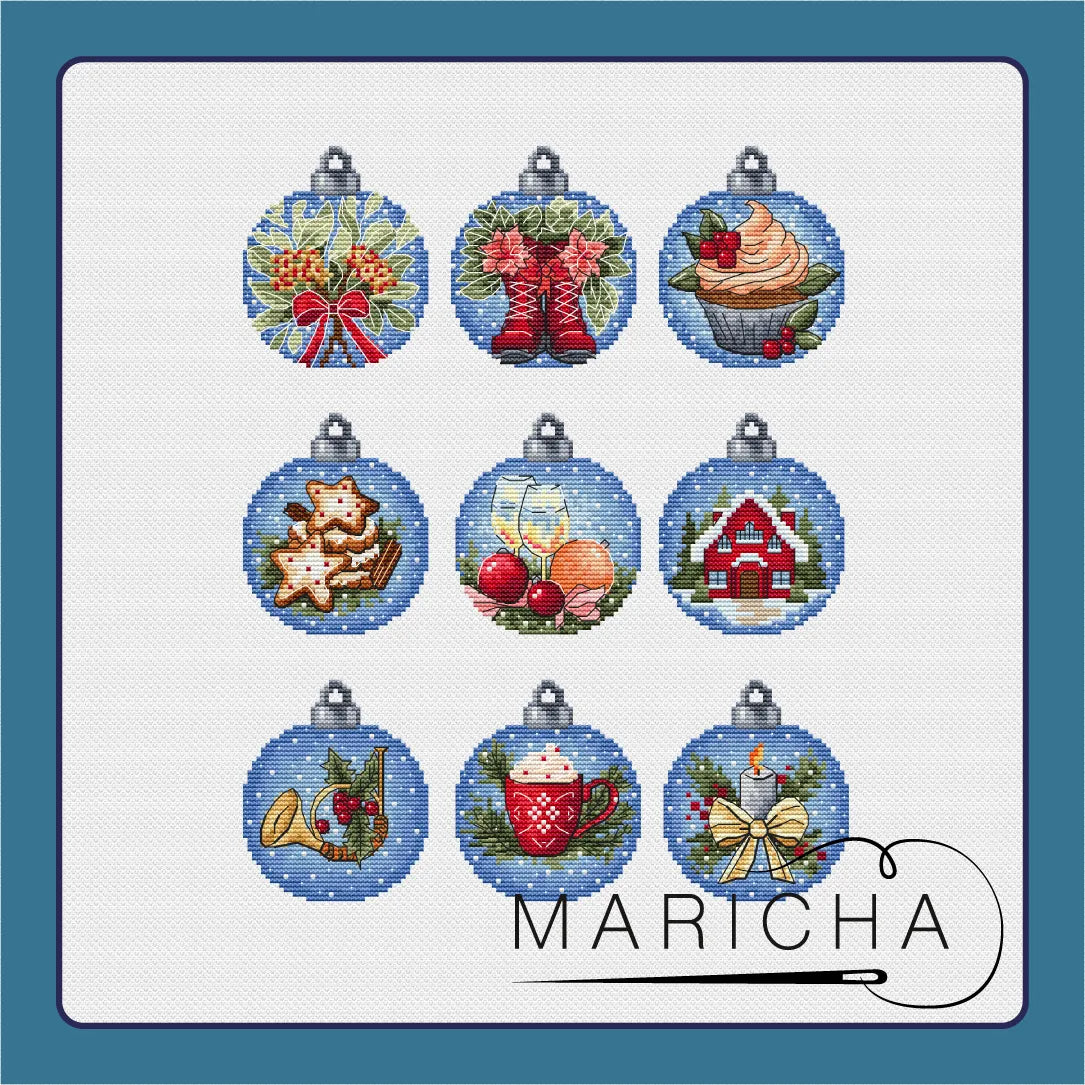 Set of New Year's Christmas ornament 2024 - PDF Cross Stitch Pattern