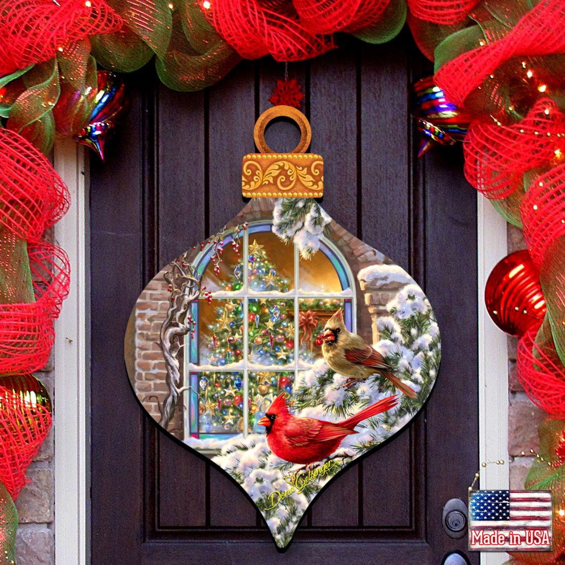 Christmas Birds Holiday Door Decor by D. Gelsinger - Christmas Decor - 8131110H-1318