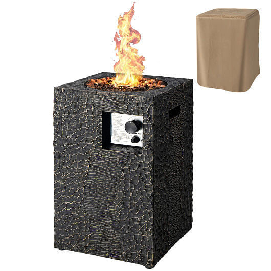 16 Feet Square Outdoor Propane Fire Pit with Lava Rocks Waterproof Cover 30 000 BTU-5