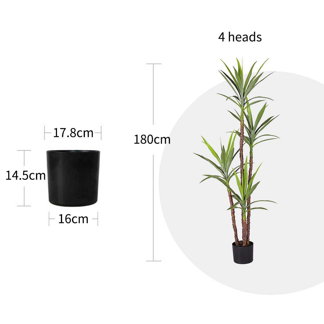NNEAGS 180cm Artificial Natural Green Dracaena Yucca Tree Fake Tropical Indoor Plant Home Office Decor