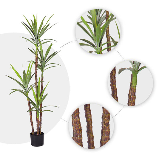 NNEAGS 180cm Artificial Natural Green Dracaena Yucca Tree Fake Tropical Indoor Plant Home Office Decor