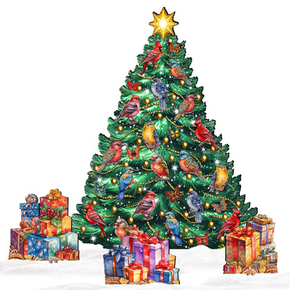 Christmas Birds-Themed Christmas Tree Outdoor Indoor Decor Wooden Christmas Decoration by G. Debrekht Christmas Decor - 8191511F