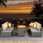 Modular Wicker Outdoor Furniture Set with Fire Pit