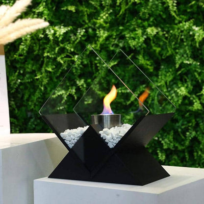 14.5 Inch Tall Portable Tabletop Fireplace | Elevated Bio-Ethanol Fire Bowl for Indoor & Outdoor Decor | Ventless Dancing Flame