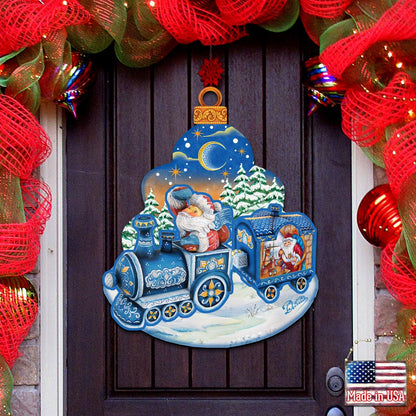 Christmas Train Christmas Door Decor by G. DeBrekht - Christmas Santa Snowman Decor - 8112180H