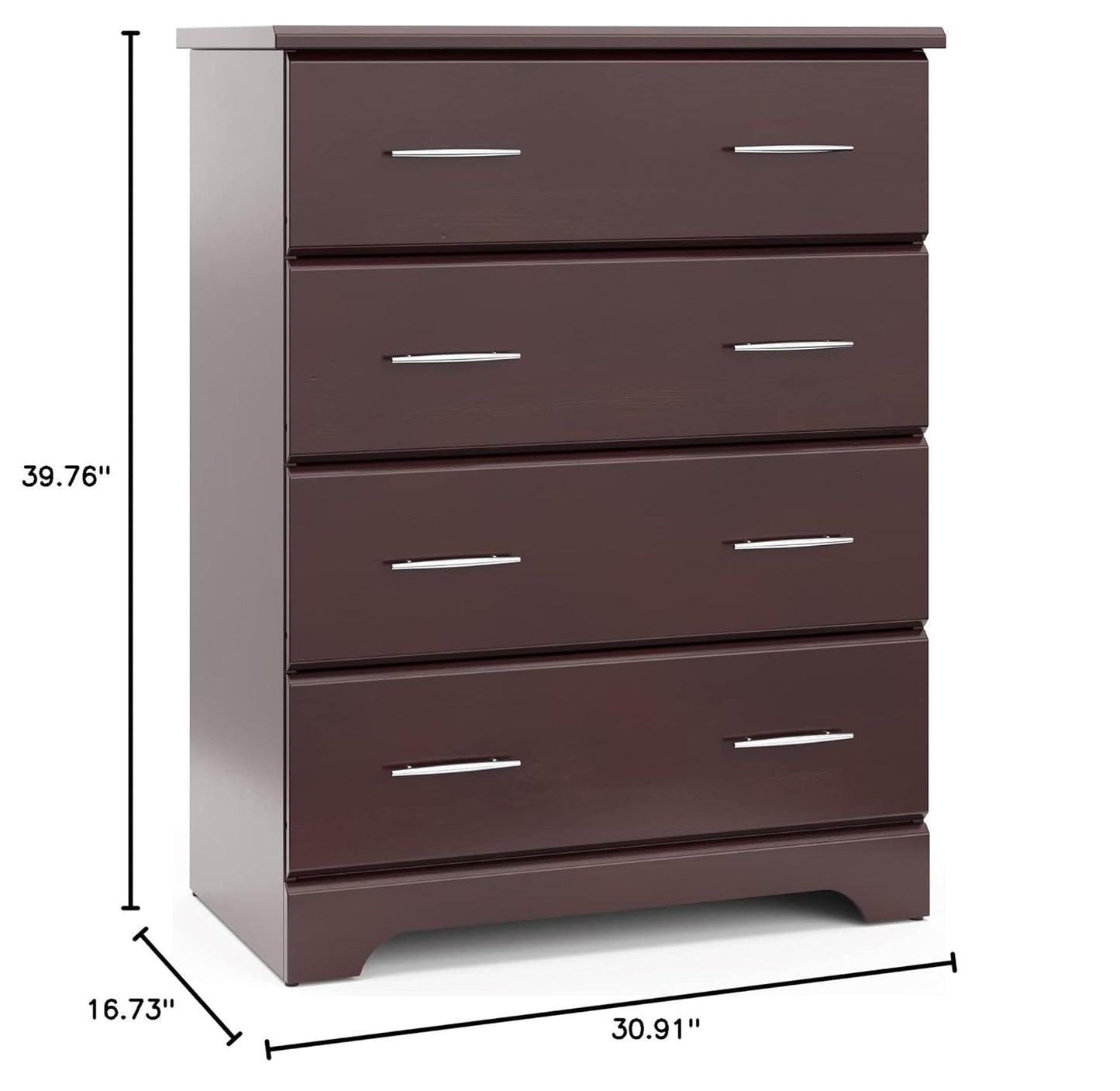 Brookside 4 Drawer Dresser (Espresso) – GREENGUARD Gold Certified, Dresser for Nursery, 4 Drawer Dresser, Kids Dresser, Nursery Dresser Drawer Organizer, Chest of Drawers