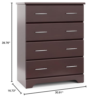 Brookside 4 Drawer Dresser (Espresso) – GREENGUARD Gold Certified, Dresser for Nursery, 4 Drawer Dresser, Kids Dresser, Nursery Dresser Drawer Organizer, Chest of Drawers