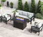 Aluminum Outdoor Patio Sectional Set With Fire Pit Table