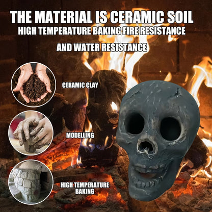 6pcs Ceramic Human Skull Fire Logs -  Fire Pits & Fireplaces-3