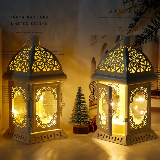8'' High Metal Vintage Hanging Battery Operated Decorative Lantern with LED Fairy Lights (Set of 2 )-0