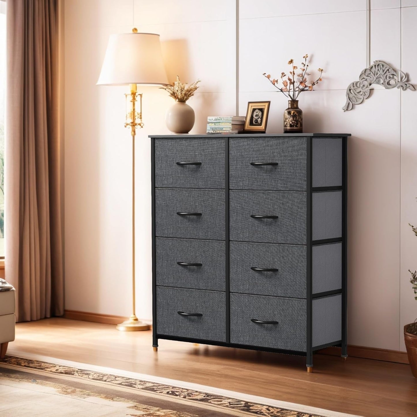 Dresser for Bedroom, Tall Dresser, Fabric Dresser with 8 Drawers, Double Dresser, Chest of Drawers for Closet, Living Room
