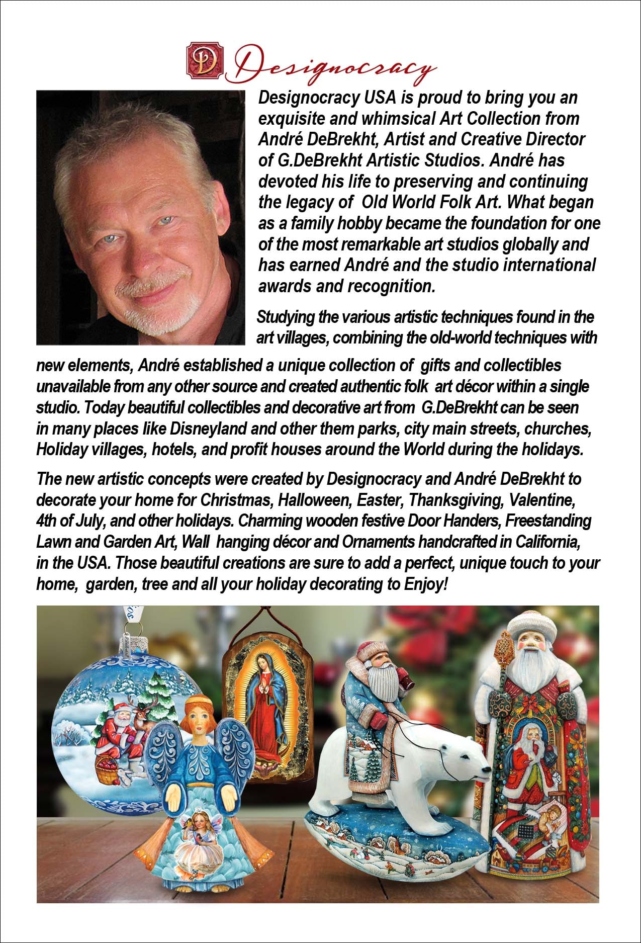 Christmas Tree Santa with Kids Handcrafted Christmas Figurine - G. DeBrekht - Christmas Santa Snowman Decor - 588033S