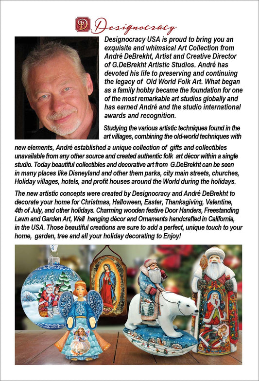 Christmas Tree Santa with Kids Handcrafted Christmas Figurine - G. DeBrekht - Christmas Santa Snowman Decor - 588033S