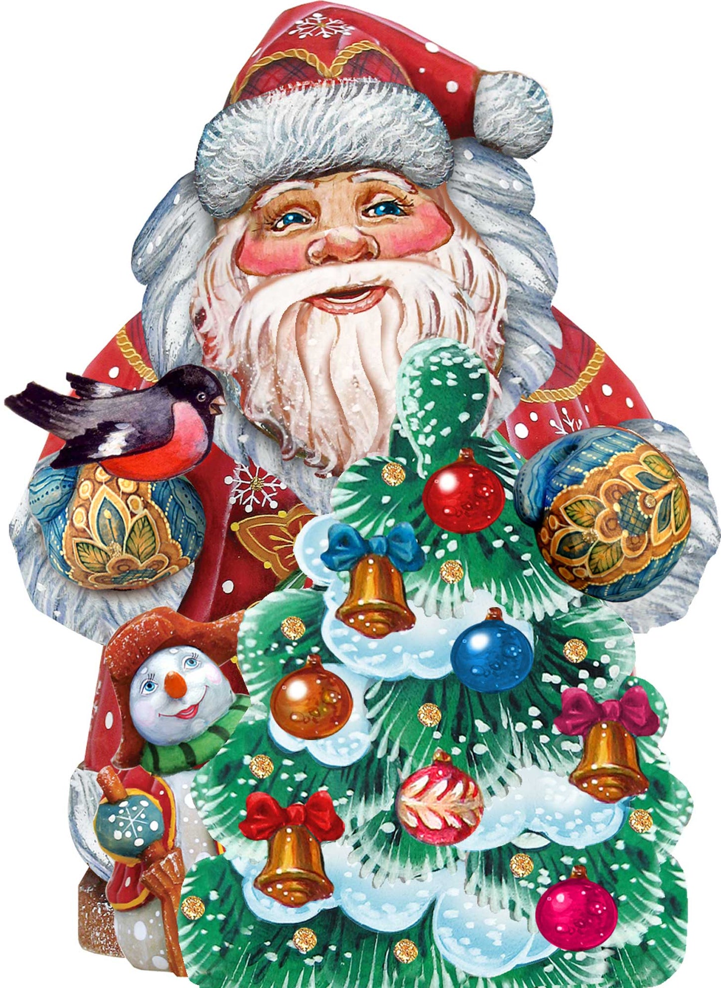 Santa Tree Decorating Christmas Door Decor by G. DeBrekht - Christmas Santa Snowman Decor - 8119181H