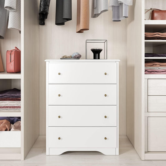 Dresser with 4 Drawers, White, Modern