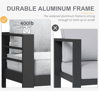 Aluminum Outdoor Patio Sectional Set With Fire Pit Table