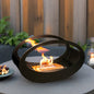 16x9.5 Inch Black Metal Tabletop Fireplace | Double Sided Oval Bio-Ethanol Fire Bowl for Indoor/Outdoor