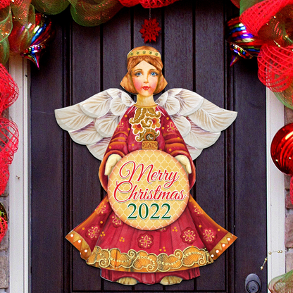 Merry Christmas Holiday Door Decor by G. DeBrekht - Christmas Decor - 8152722-4H-D