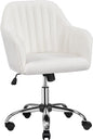 Boucle Vanity Chair Makeup Desk Chair Modern Office Chair Mid Back Accent Chair Height Adjustable Task Chair Swivel Computer Chair with Arms Ivory-0
