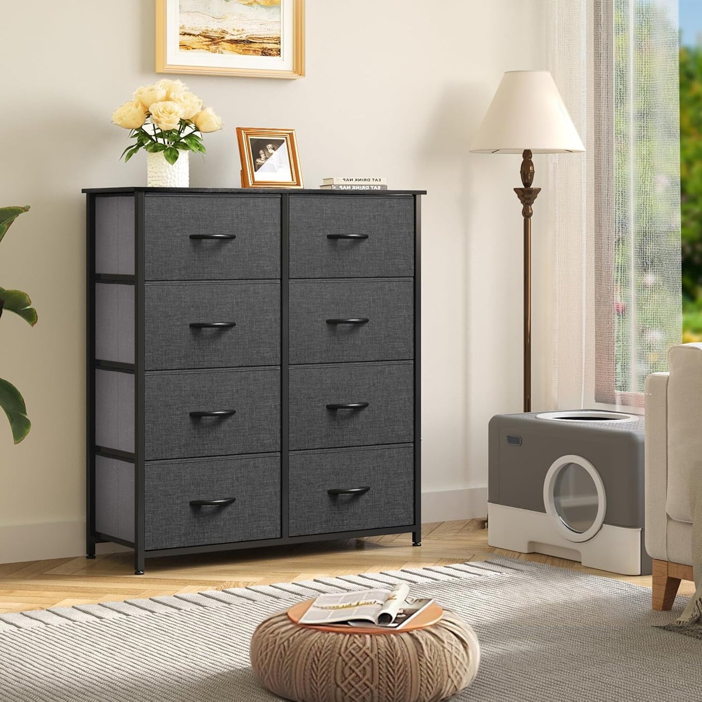 Dresser for Bedroom, Tall Dresser, Fabric Dresser with 8 Drawers, Double Dresser, Chest of Drawers for Closet, Living Room