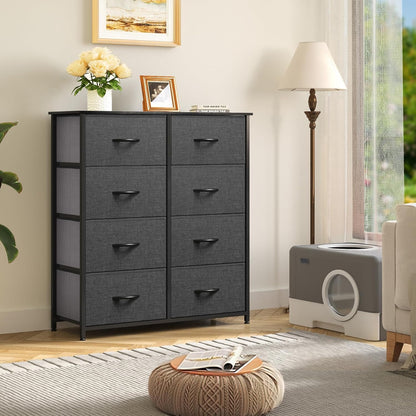 Dresser for Bedroom, Tall Dresser, Fabric Dresser with 8 Drawers, Double Dresser, Chest of Drawers for Closet, Living Room