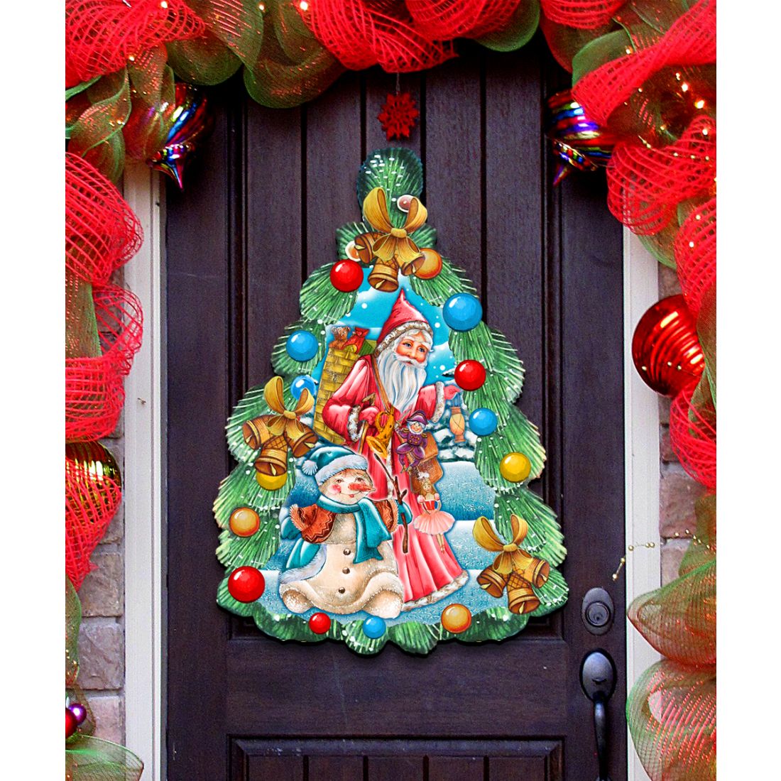 Christmas Arrival Christmas Door Decor by G. DeBrekht - Christmas Santa Snowman Decor - 8114020H