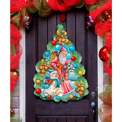 Christmas Arrival Christmas Door Decor by G. DeBrekht - Christmas Santa Snowman Decor - 8114020H