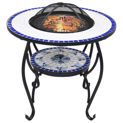 NNEVL Mosaic Fire Pit Table Blue and White 68 cm Ceramic-2
