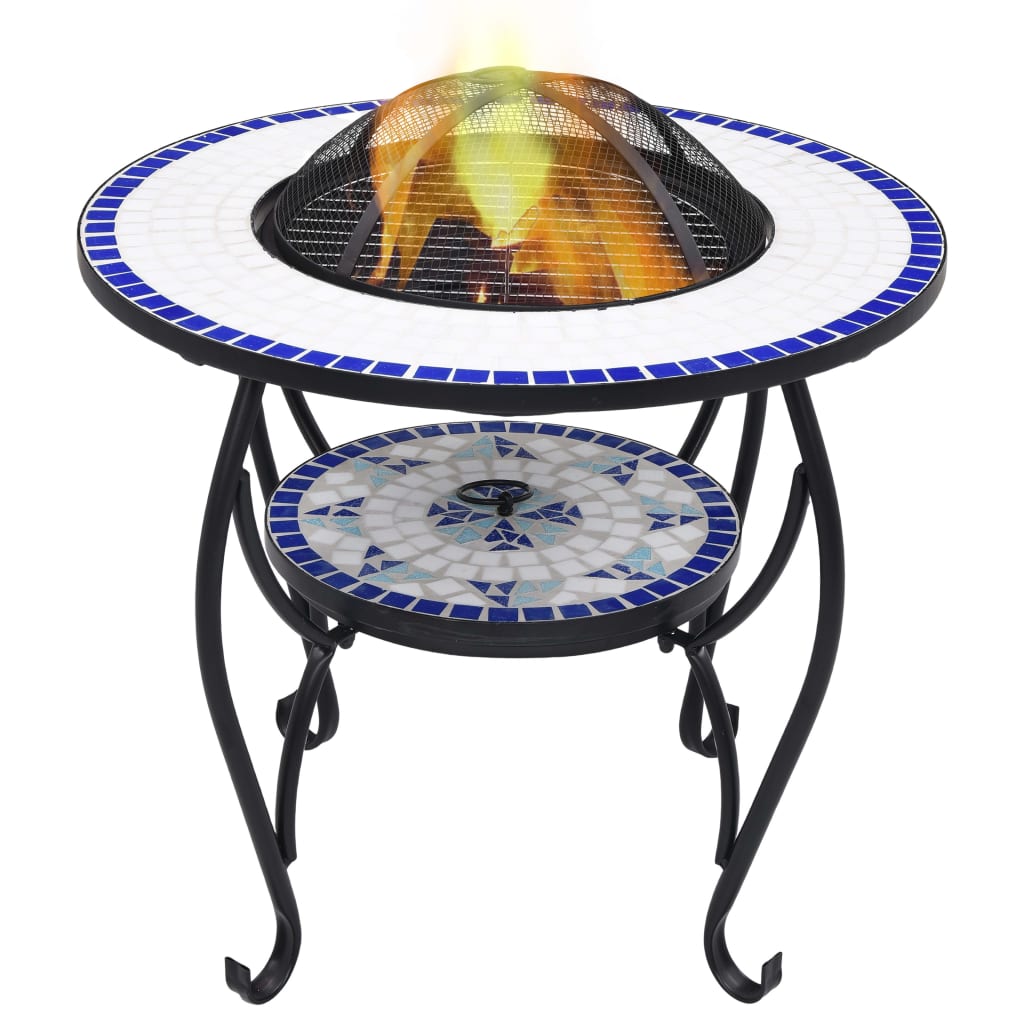 NNEVL Mosaic Fire Pit Table Blue and White 68 cm Ceramic-0