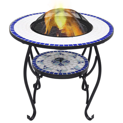 NNEVL Mosaic Fire Pit Table Blue and White 68 cm Ceramic-0