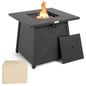 50,000 BTU Black Steel Square Portable LP Gas Propane Fire Pit Table-0