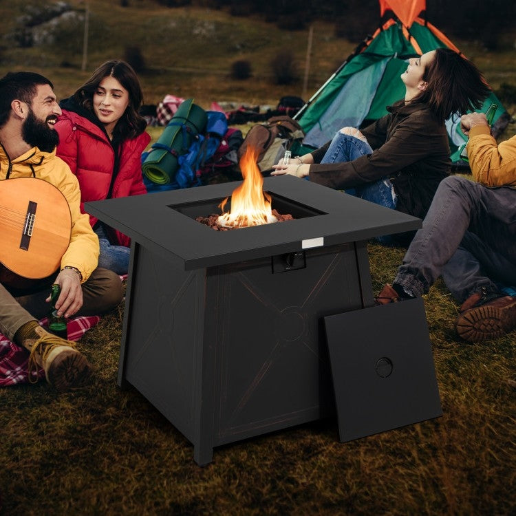 50,000 BTU Black Steel Square Portable LP Gas Propane Fire Pit Table-3