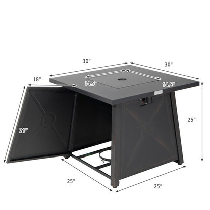 50,000 BTU Black Steel Square Portable LP Gas Propane Fire Pit Table-4