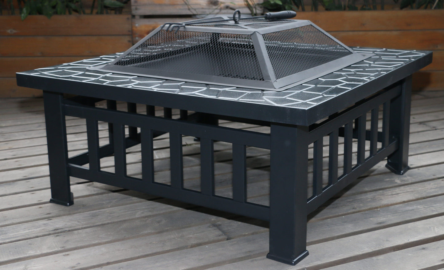 NNEDSZ 18" Square Metal Fire Pit Outdoor Heater
