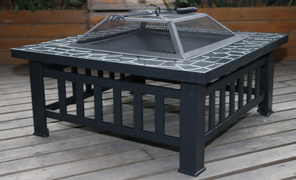 NNEDSZ 18" Square Metal Fire Pit Outdoor Heater