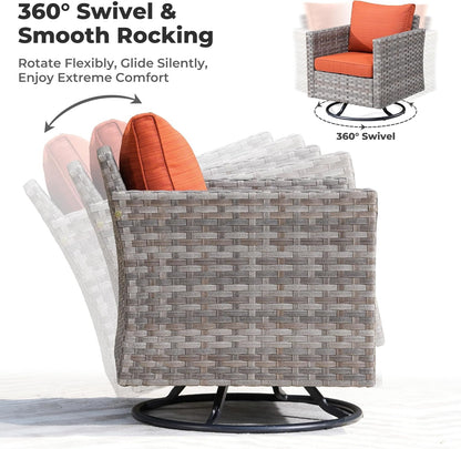 Modular Outdoor Wicker Sofa Set with Fire Pit