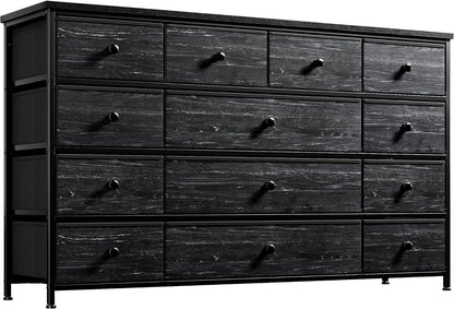 Black Dresser, Dresser for Bedroom with 13 Storage Drawers, Dressers & Chests of Drawers for 55" TV, Black Dresser for Bedroom, Long Dresser for Closet, Entryway
