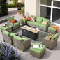 10 Piece Outdoor Patio Furniture Set with Fire Pit