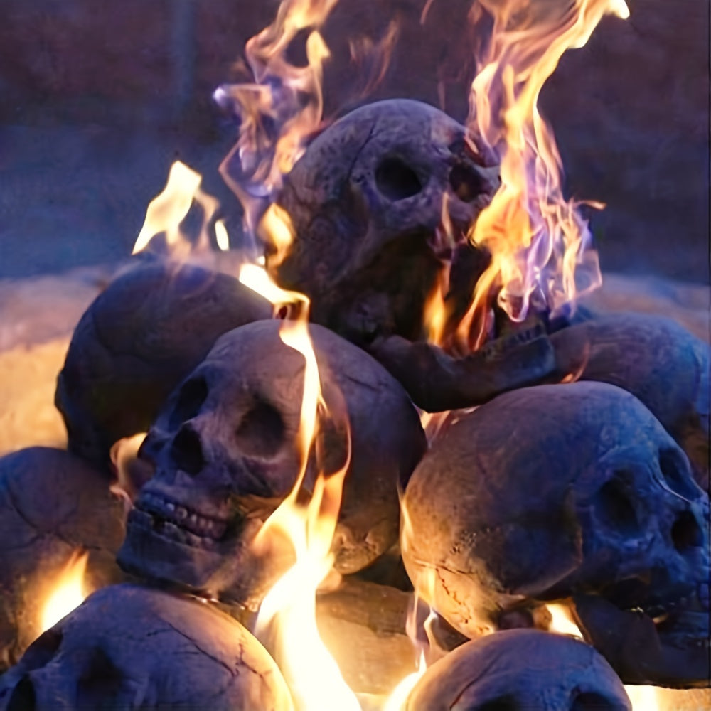 6pcs Ceramic Human Skull Fire Logs -  Fire Pits & Fireplaces-1