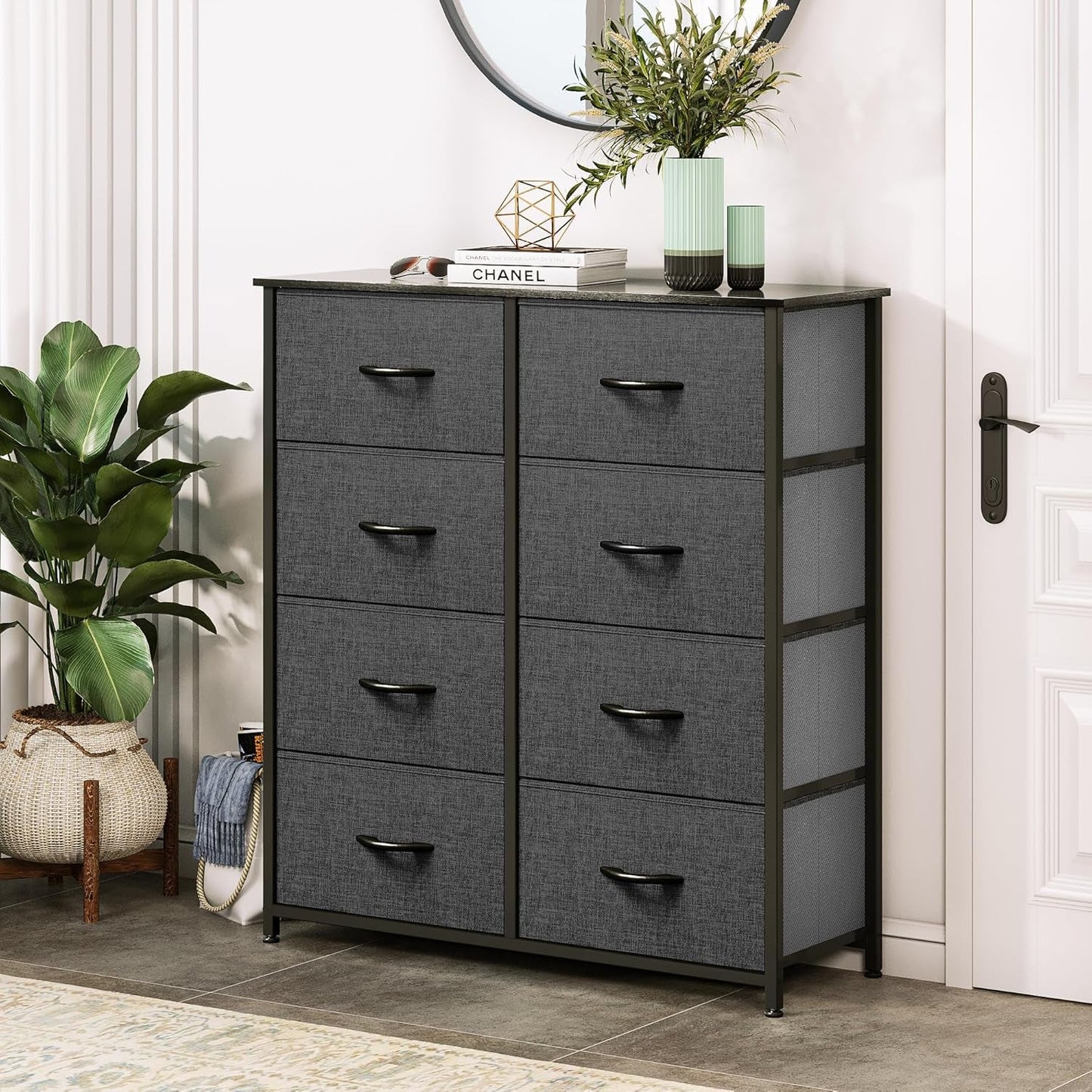 Dresser for Bedroom, Tall Dresser, Fabric Dresser with 8 Drawers, Double Dresser, Chest of Drawers for Closet, Living Room