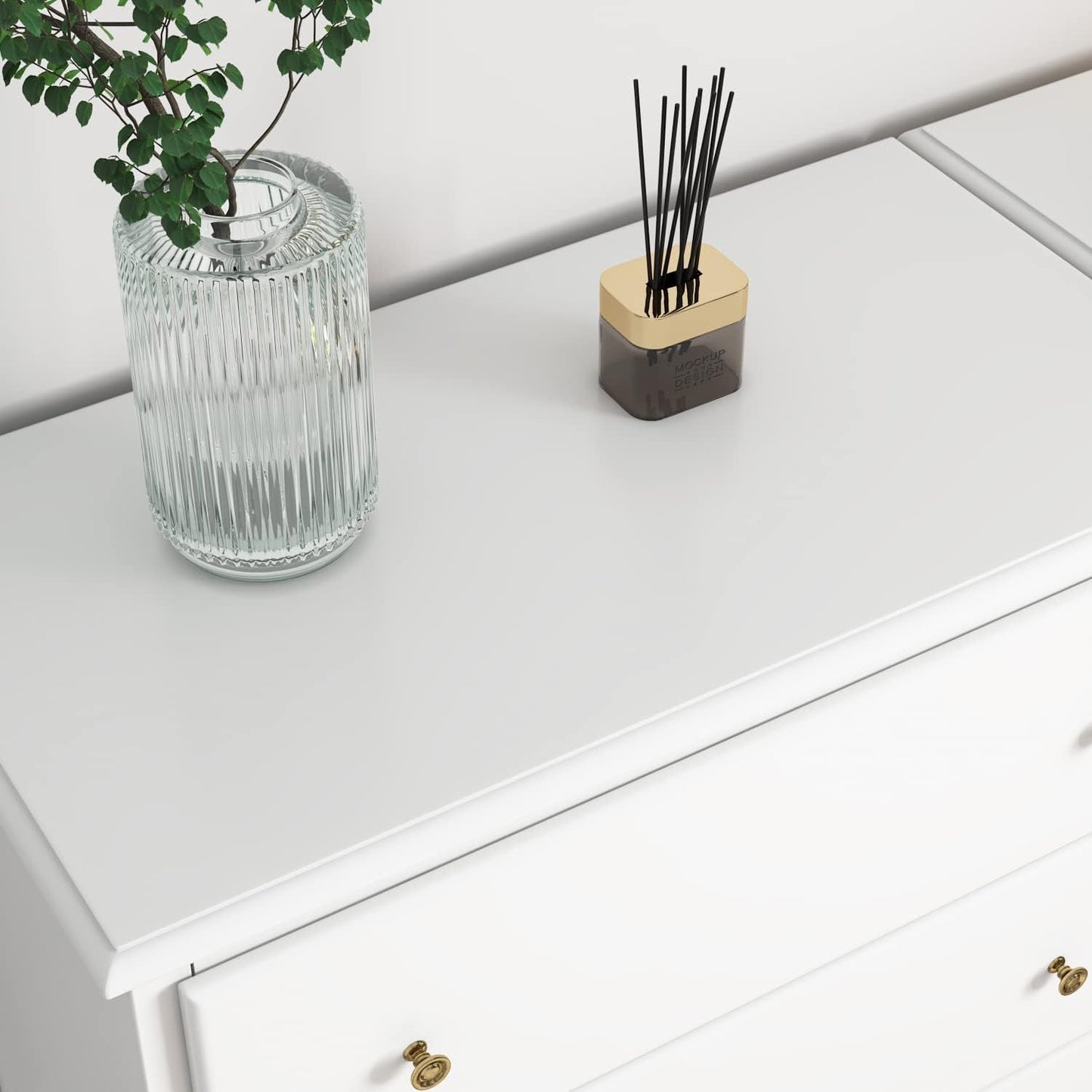 Dresser with 4 Drawers, White, Modern