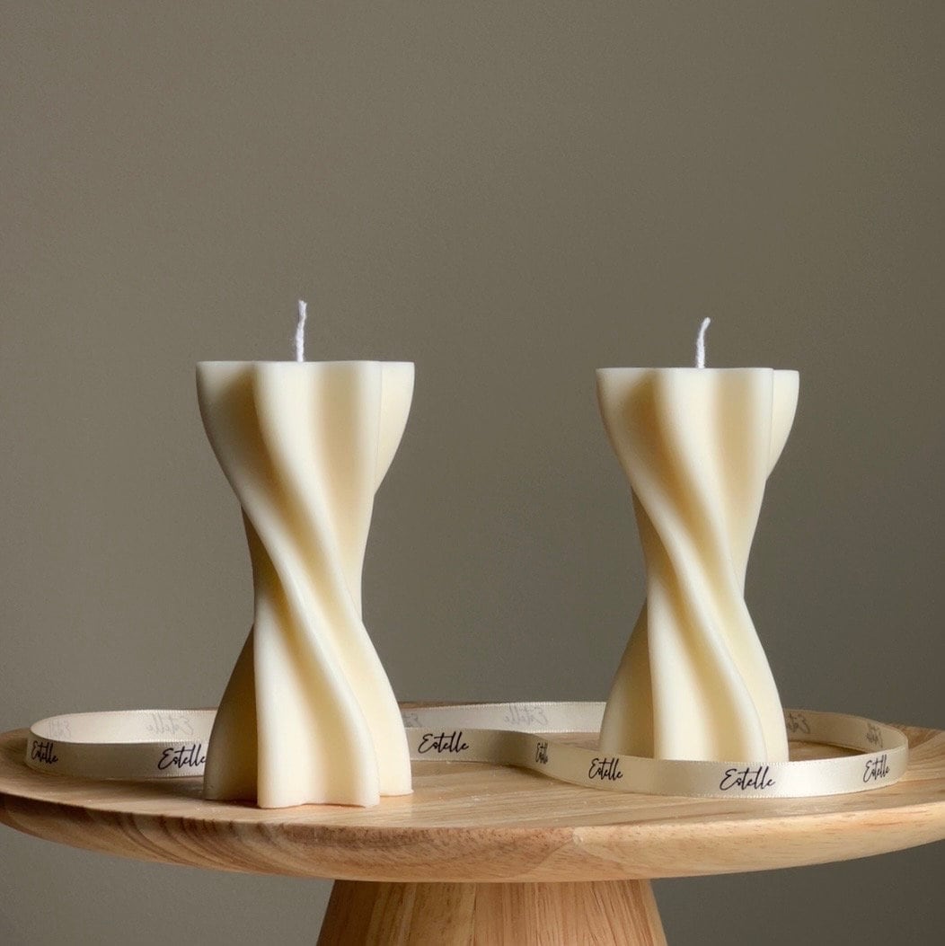 Wavy Swirl Pillar Candle| Soy Wax Candle| Decorative Pillar Candle| Aesthetic Handmade Decor| Shaped Candle| Unscented Candles|Unique Candle