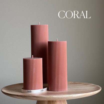 Ribbed Pillar Candle | Soy Wax Candle | Decorative Candle | Aesthetic Handmade Candle| Shaped White Candle| Unscented Candles| Unique Candle
