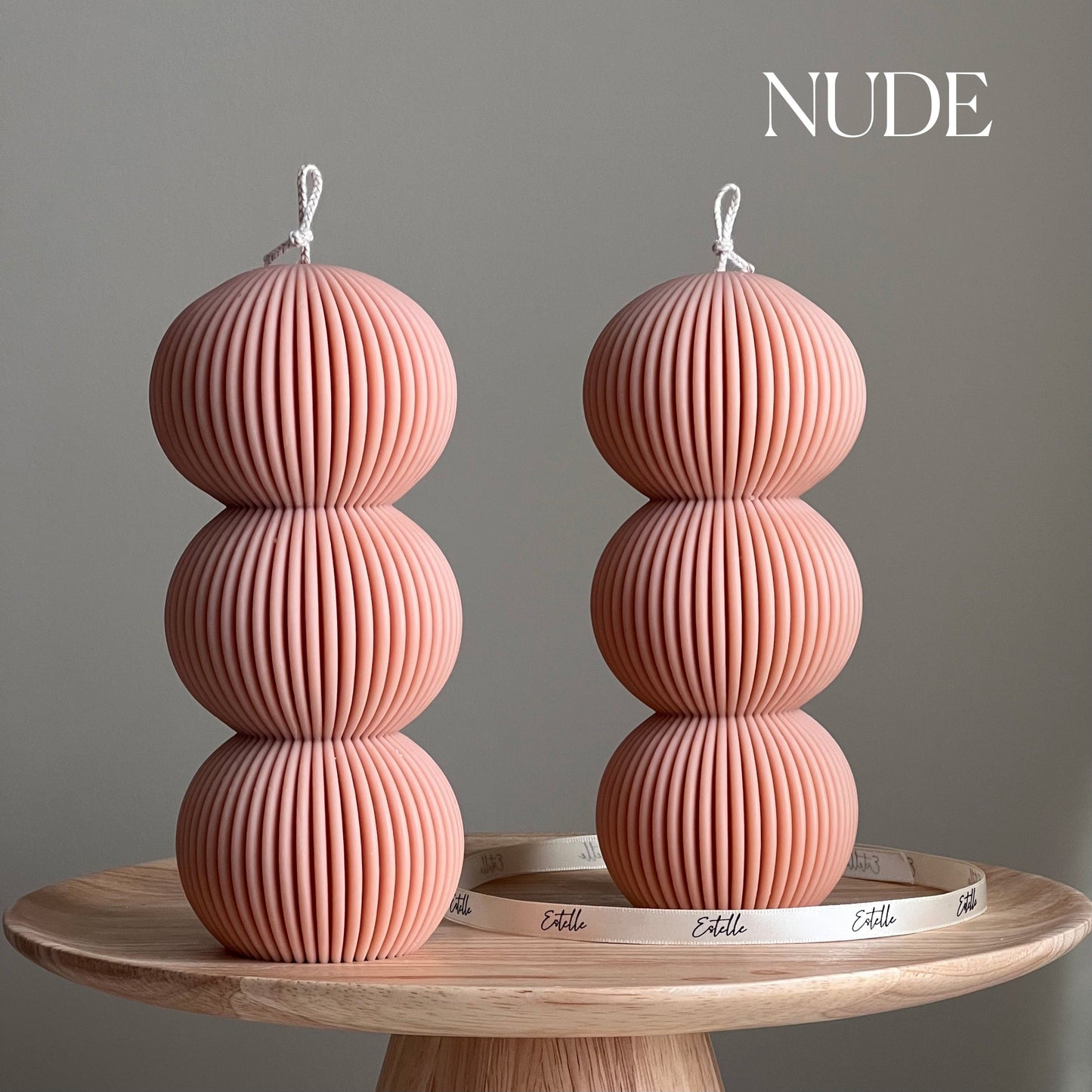 Ribbed Balls Pillar Candle | Soy Wax Candle | Decorative Handmade Candle | Aesthetic Candle| Shaped Candle| Unscented Candles| Unique Candle