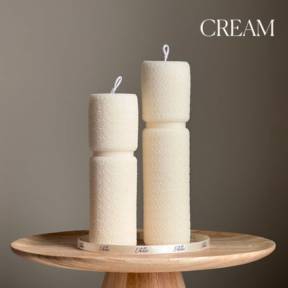 Roman Fluffy Soy Wax Pillar Candle Set: Tall Decorative Candles