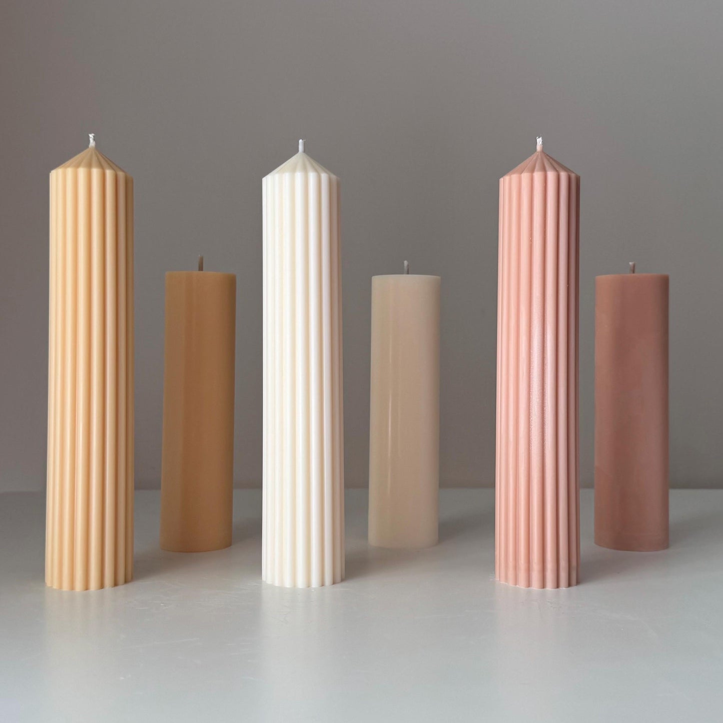 Ribbed Pillar Candle | Soy Wax Candle | Decorative Handmade Candle | Aesthetic Candle| Shaped White Candle| Unscented Candles| Unique Candle